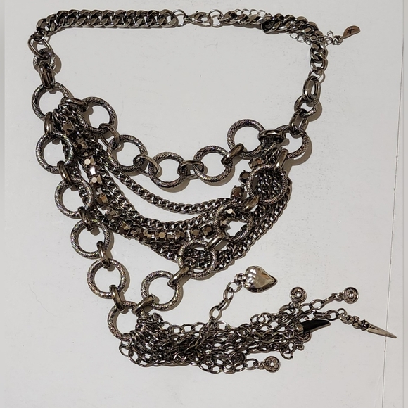 Free People Cross Your Heart Choker Necklace - Silver - Cool Piece! - Picture 4 of 5